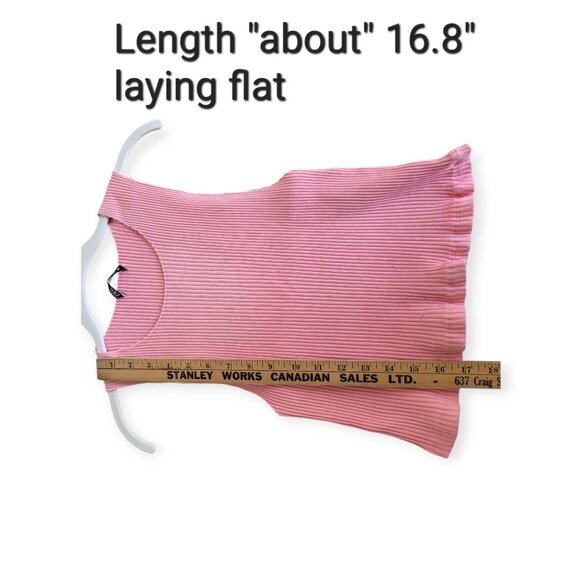 Zara sleeveless thick ribbed bubblegum pink stretchy tank top size L (fits S/M) - Picture 8 of 9